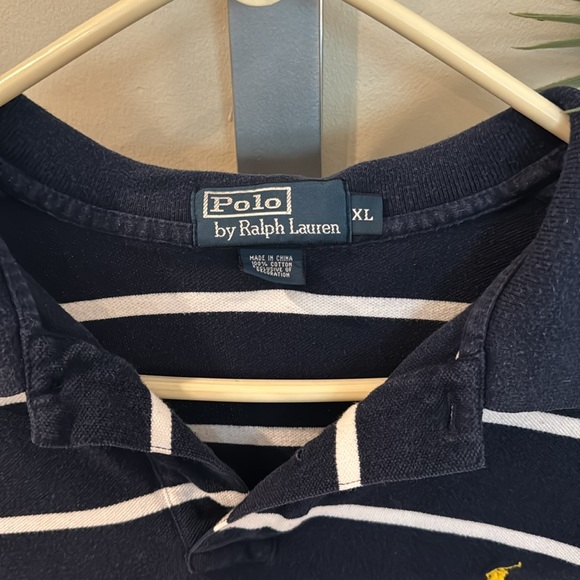 Navy Blue/white striped Polo shirt - Picture 2 of 4